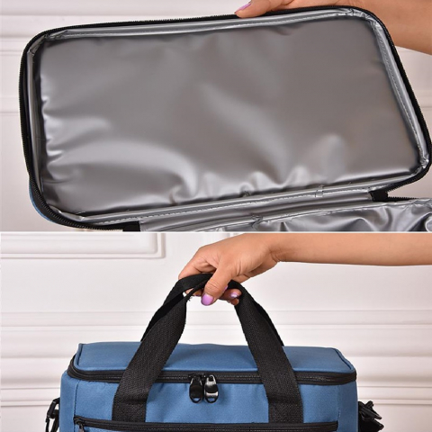 Geantă termoizolantă pentru picnic și plajă, capacitate 16L, culoare albastră, material ușor și durabil [4]
