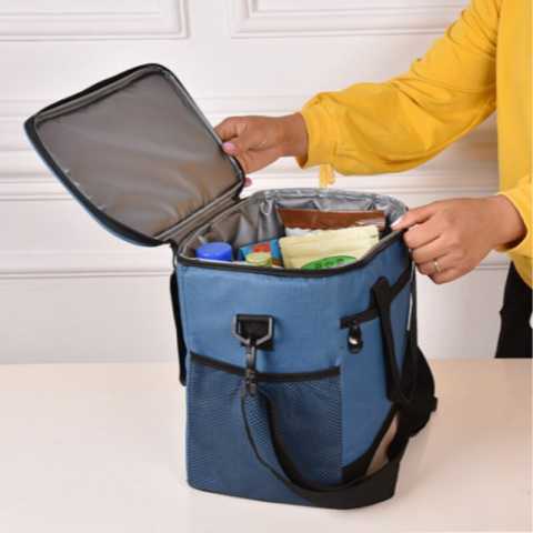 Geantă termoizolantă pentru picnic și plajă, capacitate 16L, culoare albastră, material ușor și durabil [2]