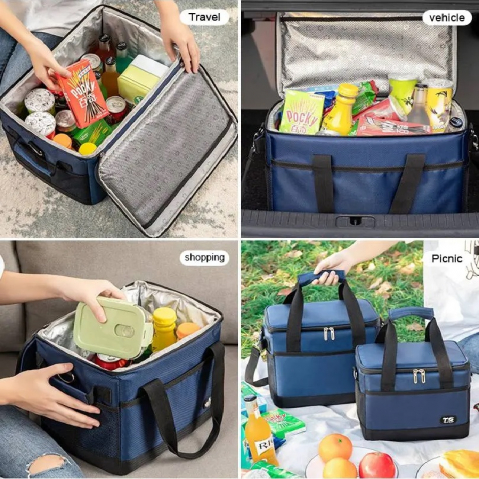 Geantă termoizolantă pentru picnic și plajă, capacitate 16L, culoare albastră, material ușor și durabil [5]