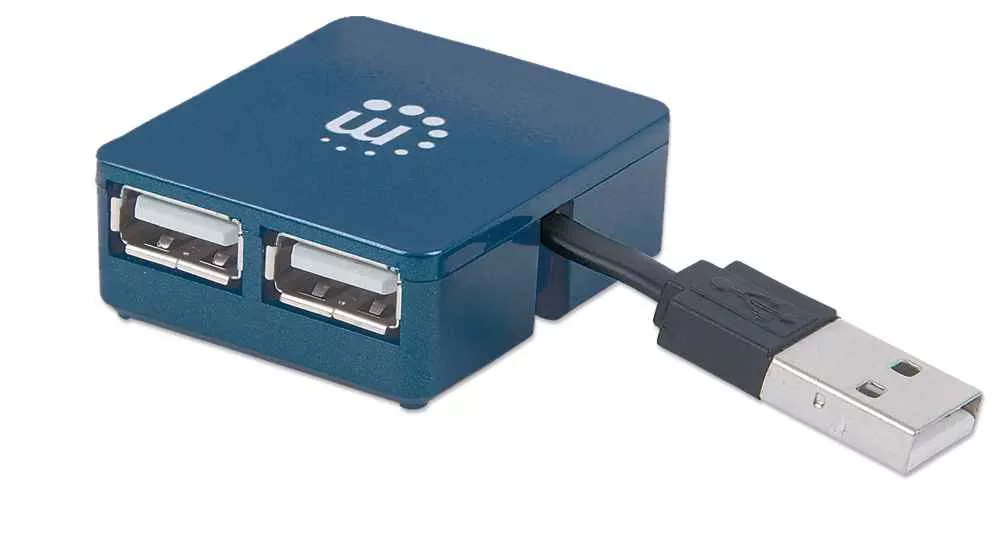 Hub-uri USB - HUB mini USB 2.0 cu 4 porturi albastru – Compact, Rapid și Compatibil pentru PC și Mac