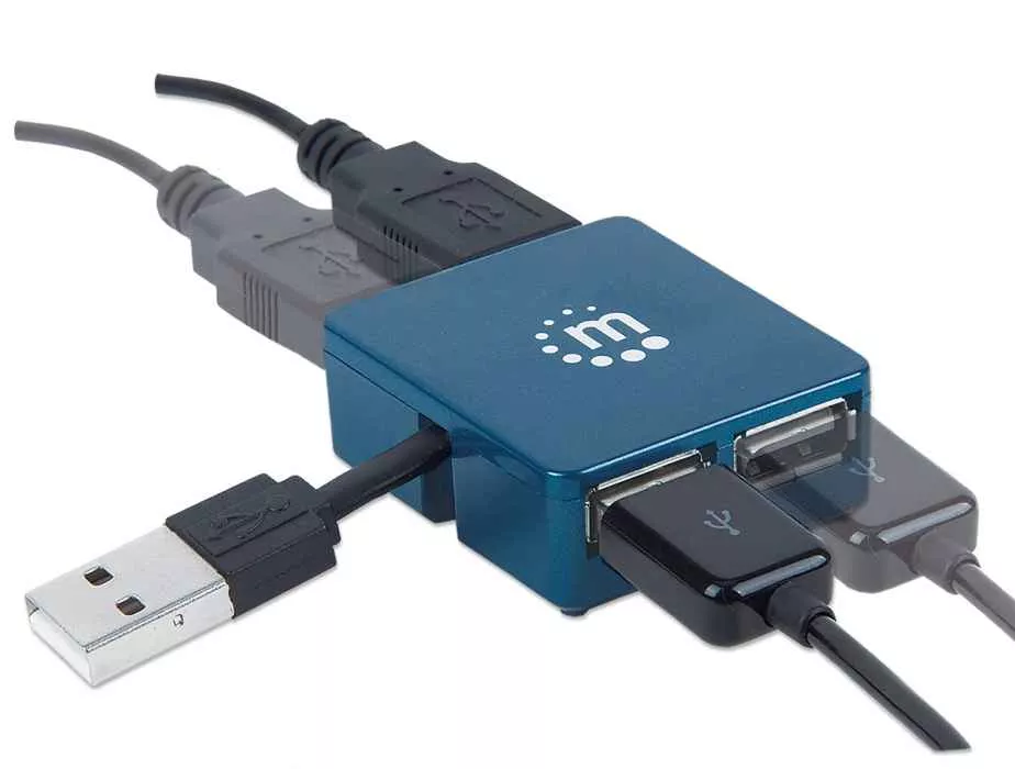 HUB mini USB 2.0 cu 4 porturi albastru - Compact, Rapid și Compatibil pentru PC și Mac [1]