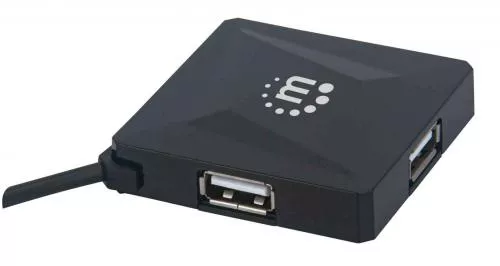 Hub-uri USB - HUB USB 2.0 cu 4 porturi Manhattan, negru - Extinde conectivitatea pentru perifericele tale rapid și fiabil