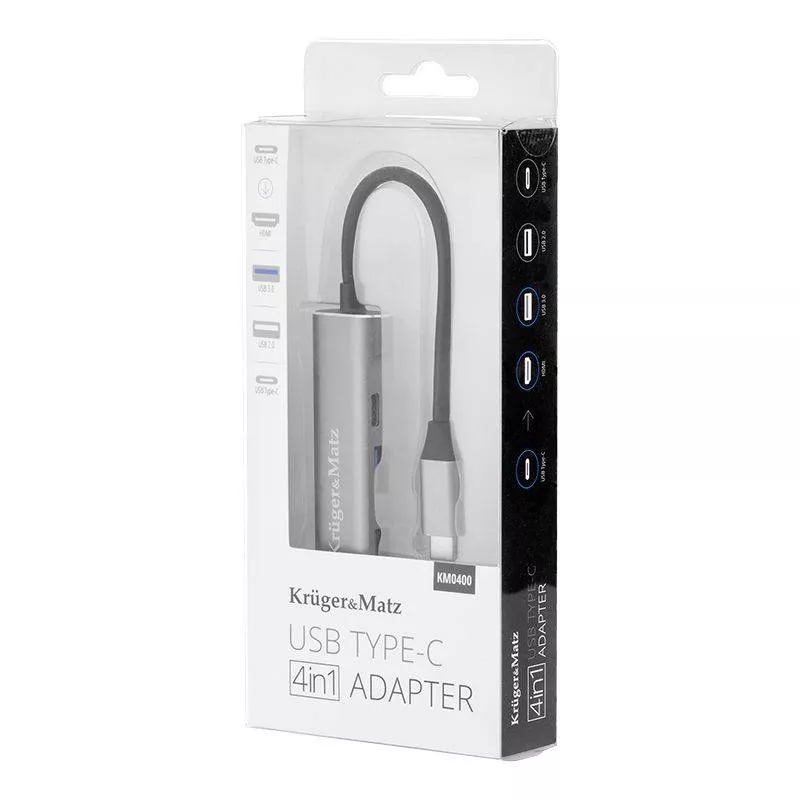 HUB USB Type C 4 în 1 cu HDMI 4K, USB 3.0 & 2.0 - Compatibil Windows, Mac, Android, Linux [1]