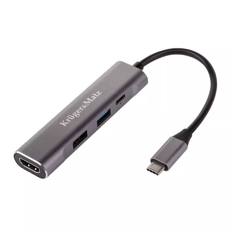 Hub-uri USB - HUB USB Type C 4 în 1 cu HDMI 4K, USB 3.0 & 2.0 - Compatibil Windows, Mac, Android, Linux