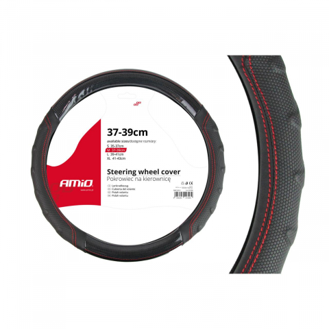 Accesorii Autoturisme - Husă volan Waves cu cusătură roșie SWC-21-M, 37-39cm – Design modern și confort sporit