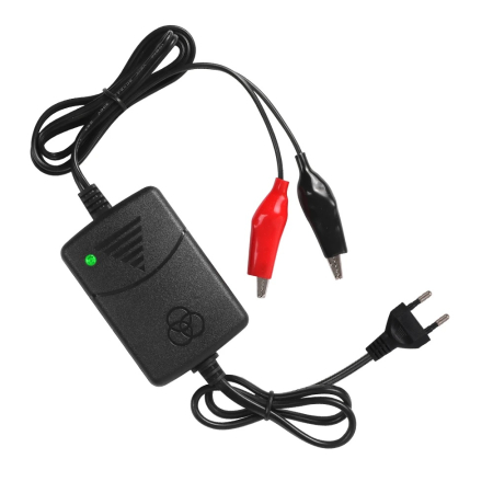 Electrice - Încărcător acumulatori 12V 1A plumb-acid/gel 230V cu 2x crocodil OEM, negru, 1000 mAh, garanție 24 luni persoane fizice