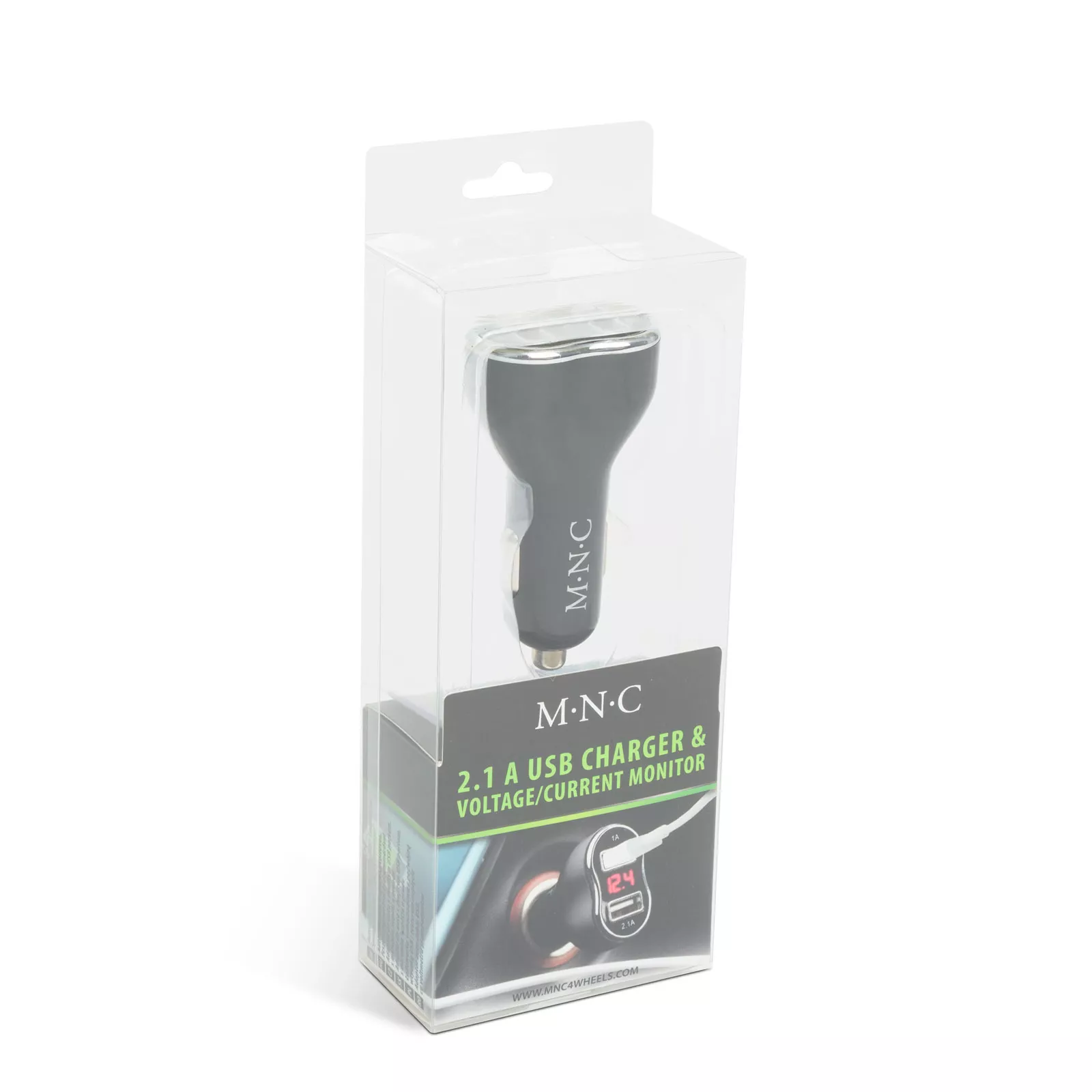 Încărcător auto negru M'N'C 3.1A USB x2 cu voltmetru pentru brichetă 12V/24V DC [2]