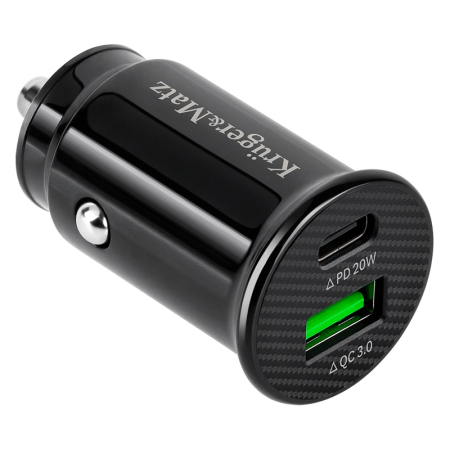 Accesorii Auto - Încărcător auto Kruger&Matz 12-24VDC brichetă, USB Type C + USB 3.1A QC 3.0 PD 20W, negru, garanție 24 luni.