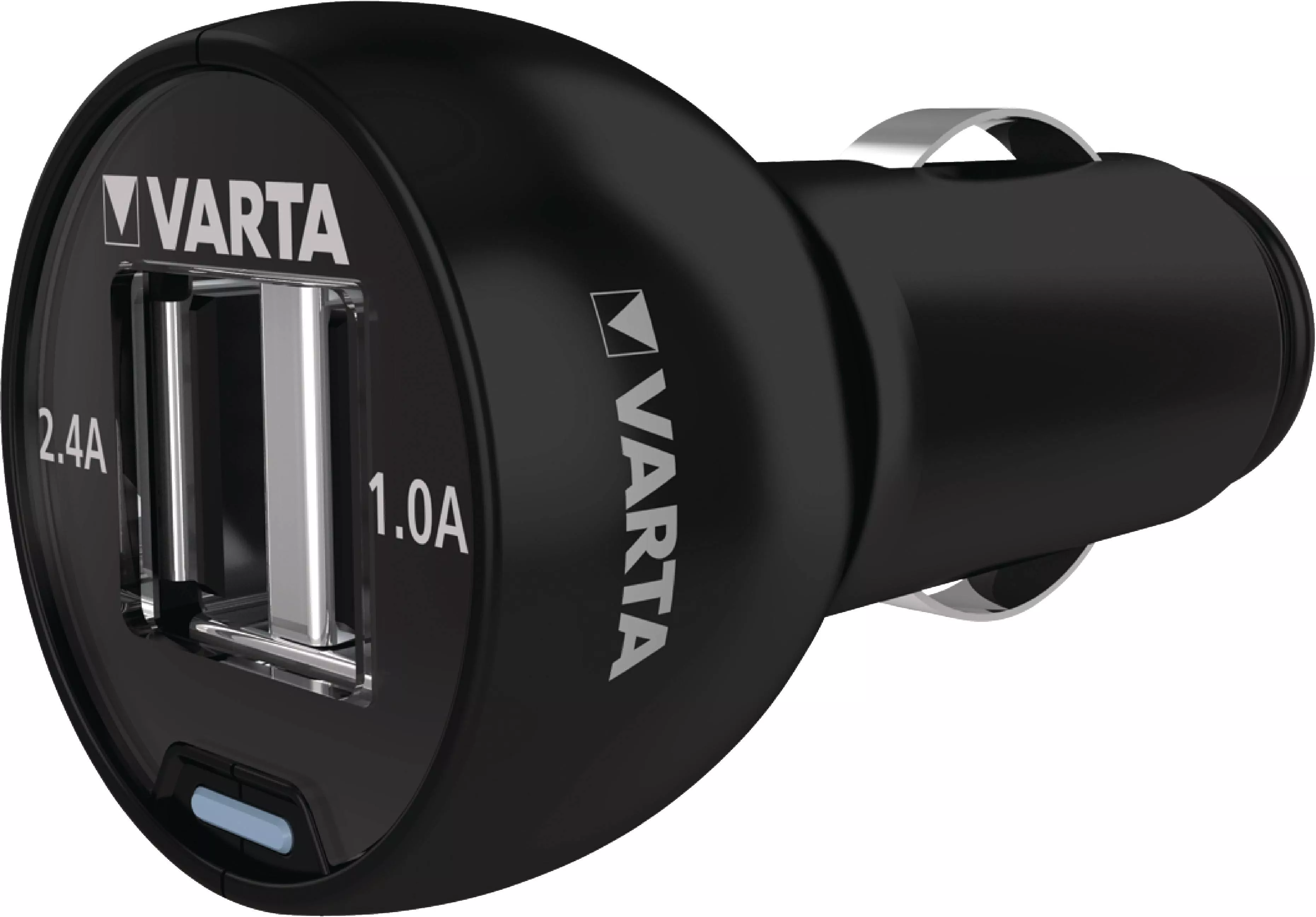 Alimentatoare auto - Incarcator auto USB Varta cu încărcare rapidă, 2 porturi USB-A, LED albastru, compatibil cu telefoane și dispozitive micro USB