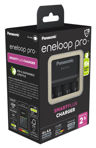 Încărcător Rapid Panasonic Eneloop PRO & SmartPLUS + 4 Baterii AA Reîncărcabile 2500mAh [1]