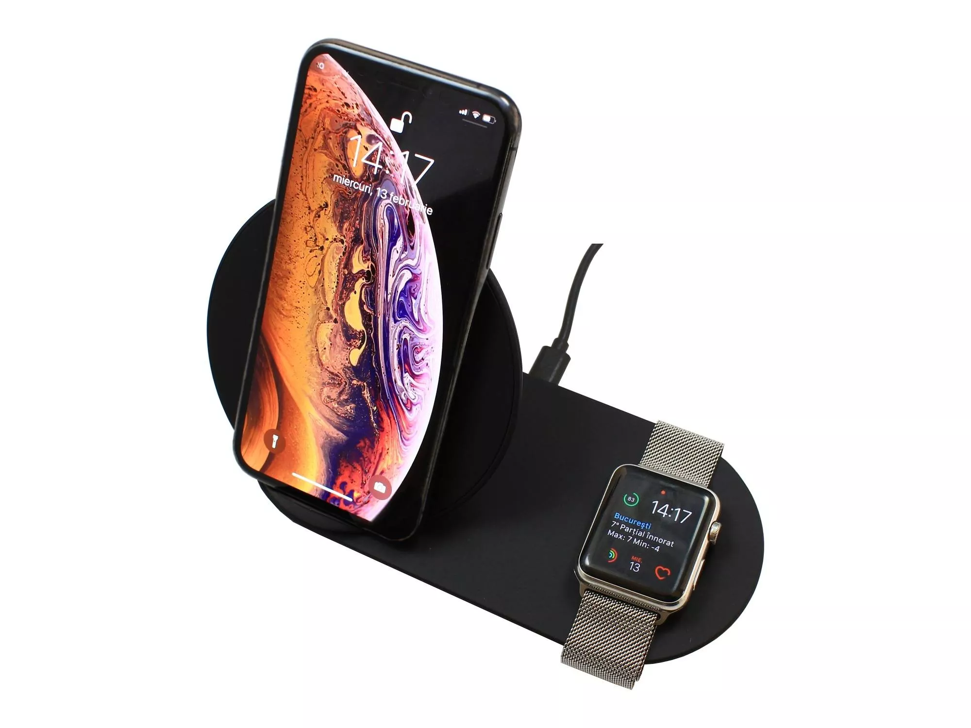 Incarcatoare wireless - Încărcător fără fir telefon QI FAST CHARGE 2 în 1 input 5V 3A 9V 2A 5W negru N26-1 Black – IoElectronice.ro