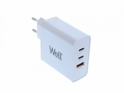 Incarcatoare retea - Încărcător USB Retea Well 65W cu USB-C PD, QC3.0 și USB-A – Putere și Versatilitate în Culoare Albă