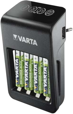 Incarcatoare acumulatori - Încărcător Varta 57687 AA/AAA 9V NiMH port USB + 4 acumulatori AA 2100 mAh – IoElectronice.ro