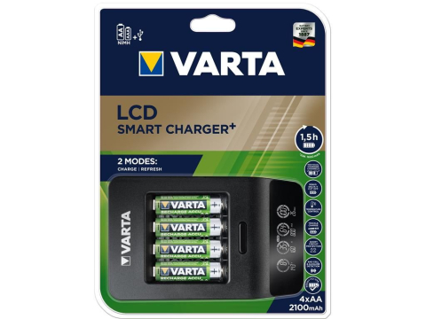 Incarcatoare acumulatori - Încărcător Varta LCD Smart Charger+ 57684 NiMH AAA AA cu 4 acumulatori AA 2100 mAh – IoElectronice.ro
