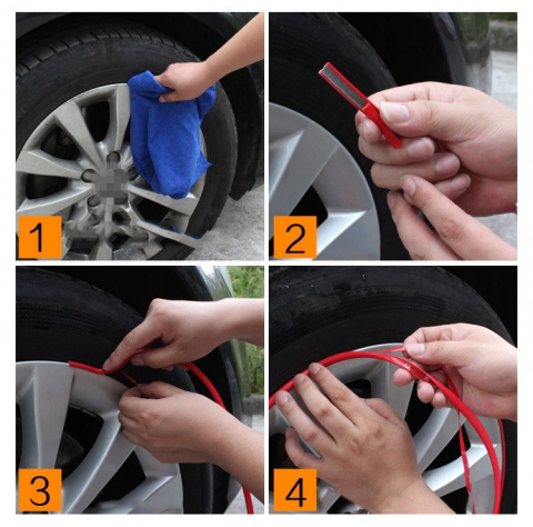 Inele de Protecție și Decor Jante ALB, Set 8m, Adezive pentru Jante din Aluminiu, Ușor de Montat [3]