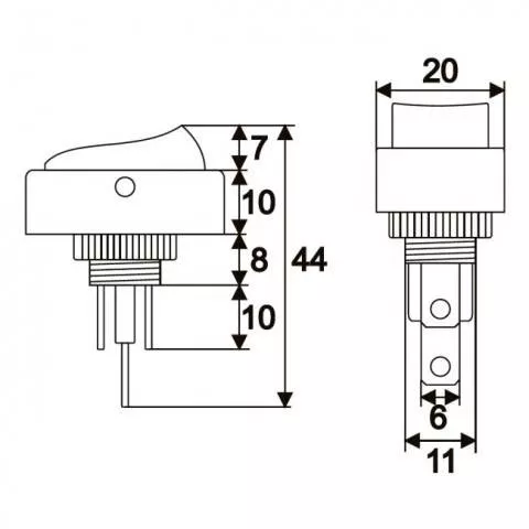Interupator basculant 1 circuit 12V 20A OFF-ON LED rosu cu retinere 2 pini - IoElectronice.ro [1]