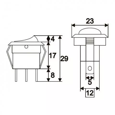 Interupator basculant 1 circuit 3 pini 12V 16A OFF-ON LED rosu cu retinere - IoElectronice.ro [1]