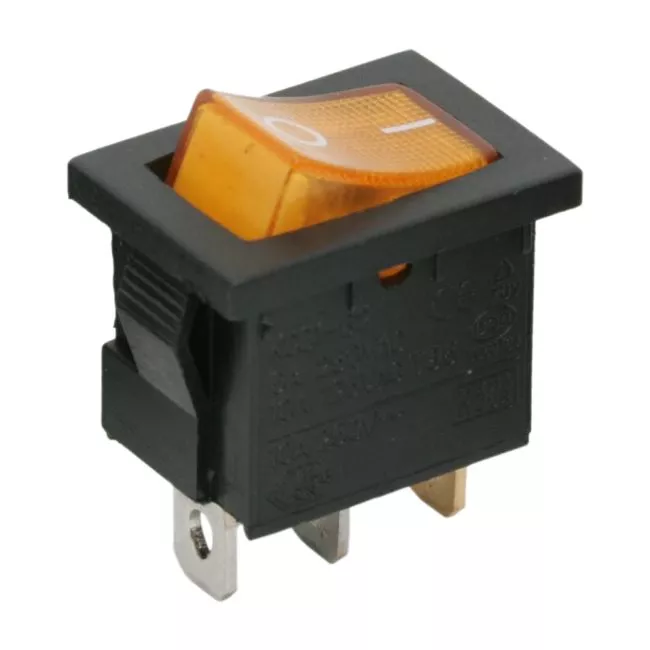 Intrerupatoare-Relee - Intrerupator basculant 1 circuit 3 pini 6.5A 250V OFF-ON galben cu retinere – IoElectronice.ro