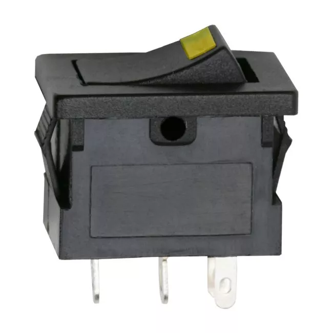 Intrerupatoare-Relee - Întrerupător basculant 1 circuit 3 pini OFF-ON LED galben 12V 15A cu reținere 09027SA – IoElectronice.ro
