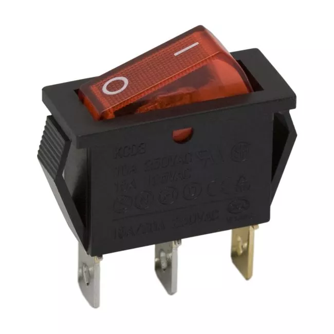 Intrerupatoare-Relee - Interupator basculant 3 pini 10A 250V OFF-ON cu lumina roșie și retenție