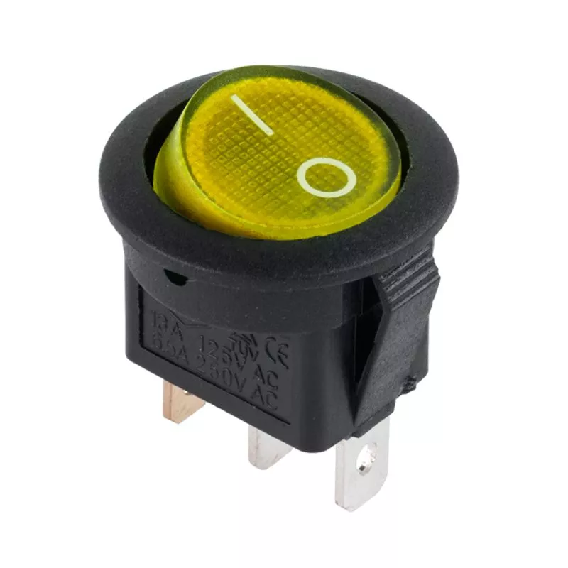 Electrice - Intrerupator 3 pini ON-OFF 3A 230VAC bec galben – IoElectronice.ro