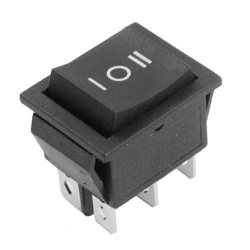 Electrice - Intrerupator 6 poli 250V 15A 1 buton negru 3 pozitii ON-OFF-ON cu retinere 21.7x28.5mm - IoElectronice.ro