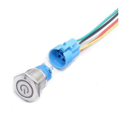 Intrerupător buton LED verde SW 4 ON-OFF, 22mm, 12-24V, brand OEM, cu reținere metalică. [1]