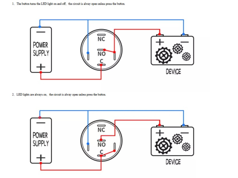Intrerupator buton SW 2 ON-OFF metal 16mm, LED albastru, IP66, 12-24V, 4A, cu conector de împerechere [3]