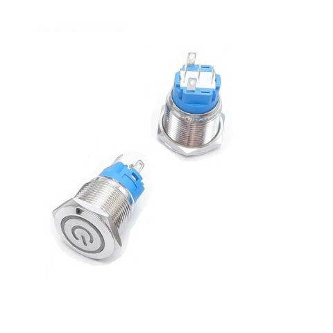 Întrerupător buton SW 3 OFF-(ON) fără reținere metal 19mm 12-24V LED albastru – IoElectronice.ro [2]