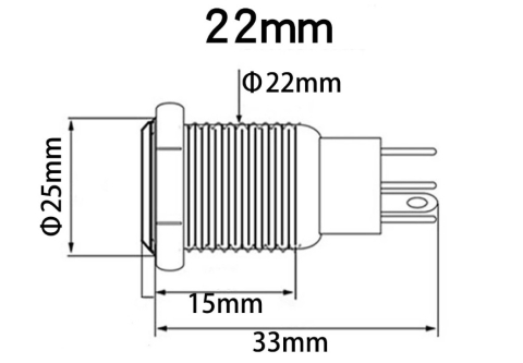 Intrerupator buton metal 22mm, LED albastru, 12-24V, IP66, 4A, fără reținere, comutator alimentare, momentan [3]
