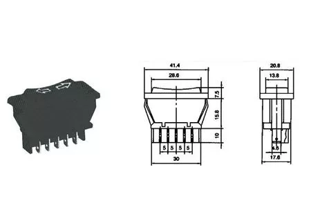 Intrerupător deschidere geam 5 pini ASW-01 20A 12VDC negru OEM, tip basculant, 12V/30V, garanție 24 luni. [1]