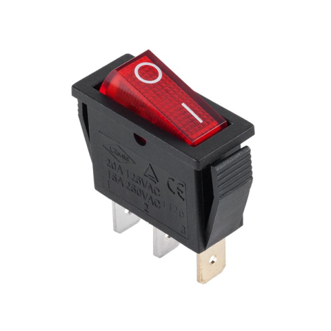 Intrerupatoare-Relee - Întrerupător IRS-101 3 pini ON-OFF cu reținere 16A 250VAC bec roșu – IoElectronice.ro