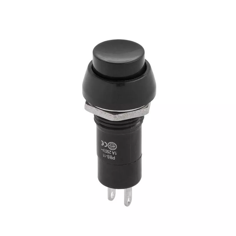 Intrerupatoare-Relee - Întrerupător OFF-ON negru prin apăsare cu reținere rotund 1A 230VAC PBS 11A – IoElectronice.ro