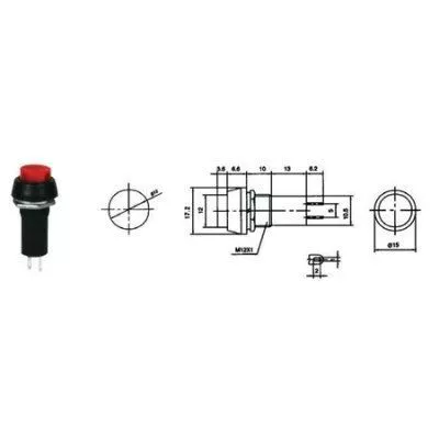 Întrerupător OFF-ON roșu prin apăsare cu reținere rotund 1A 230VAC PBS 11B – IoElectronice.ro [1]