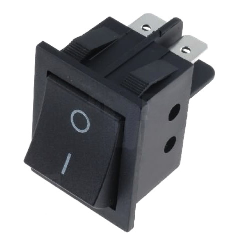 Electrice - Întrerupător ROCKER DPST 4 pini 2 poziții OFF-ON 15A 250VAC cu reținere negru Ninigi RS2013C3BK – IoElectronice.ro