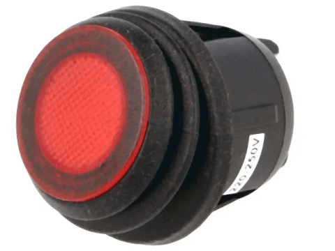 Electrice - Întrerupător ROCKER DPST Poz 2 OFF-ON cu reținere 20A/12VDC LED roșu IP65 SCI R13-244B8-02-BBR – IoElectronice.ro