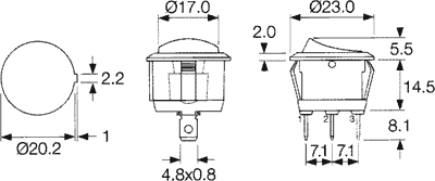 Întrerupător ROCKER SP3T ON-OFF-ON 10A 250VAC Poziții 3 cu reținere 50mOhm SCI R13-112D-BB-7D – IoElectronice.ro [2]