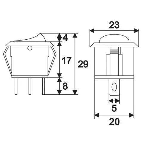 Întreupător basculant 1 circuit 6A 250V ON-OFF 3 pini galben [1]