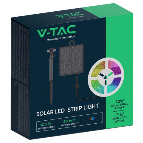 Kit bandă LED RGB solară 5m IP67 V-TAC SKU-23046 cu iluminare eficientă și garanție 24 luni persoane fizice [2]