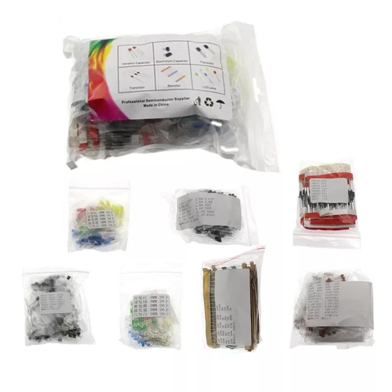Module diverse - Kit electronic DIODE LED 5mm 3mm condensatoare rezistente tranzistoare OEM pentru proiecte electronice.