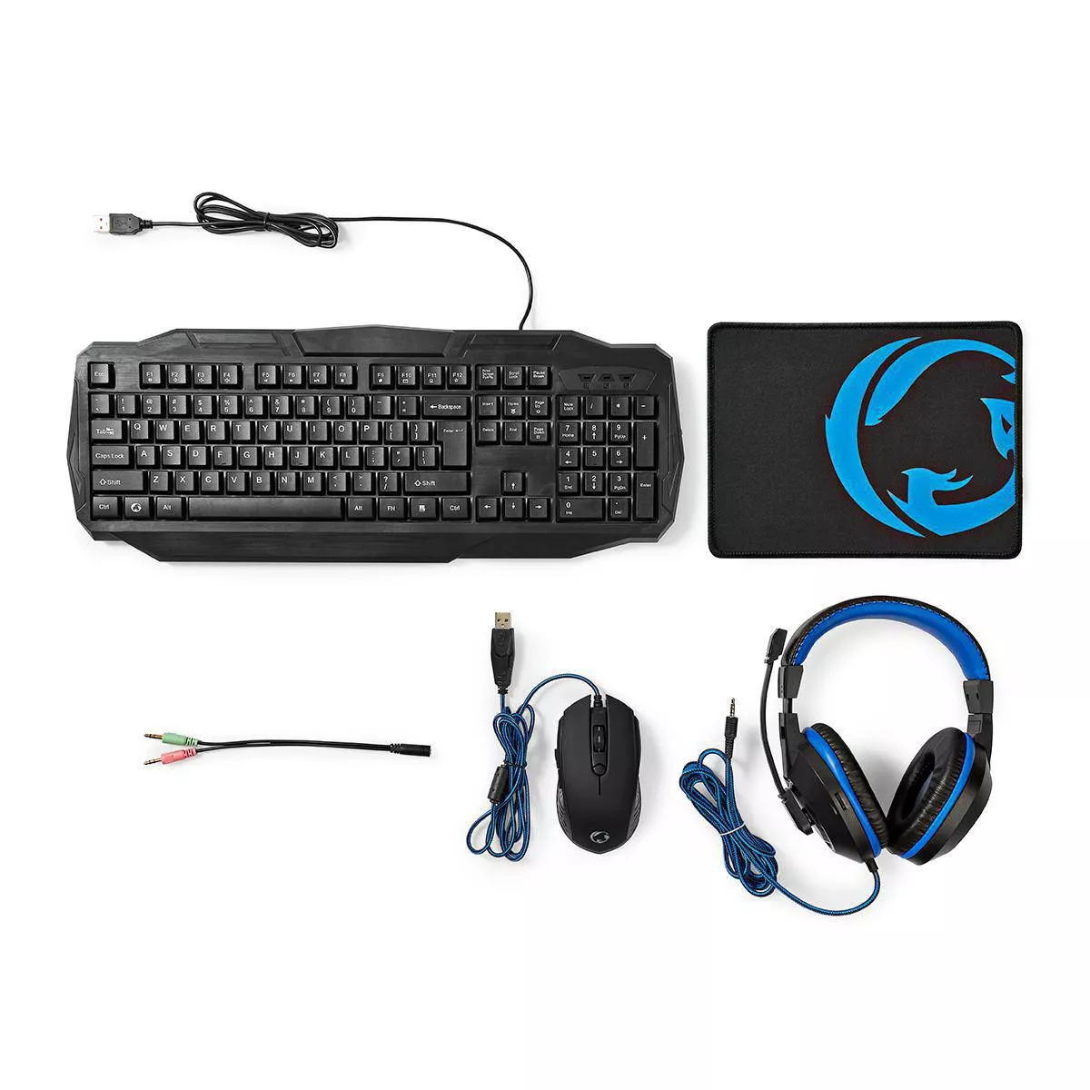 Computer-laptop - Kit Gaming 4 în 1: Tastatură, Cască, Mouse și MousePad LED pentru Jocuri | Negru
