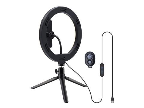 Lampa circulară LED Well 10" cu trepied, telecomandă, ideală pentru iluminare foto și video. [1]