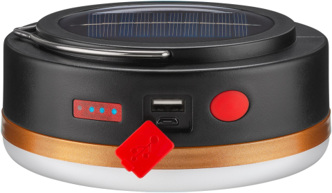 Lampa solară camping LED acumulator 18650 Goobay 60344 neagră cu lumina alb rece și roșu, garanție 24 luni. [2]