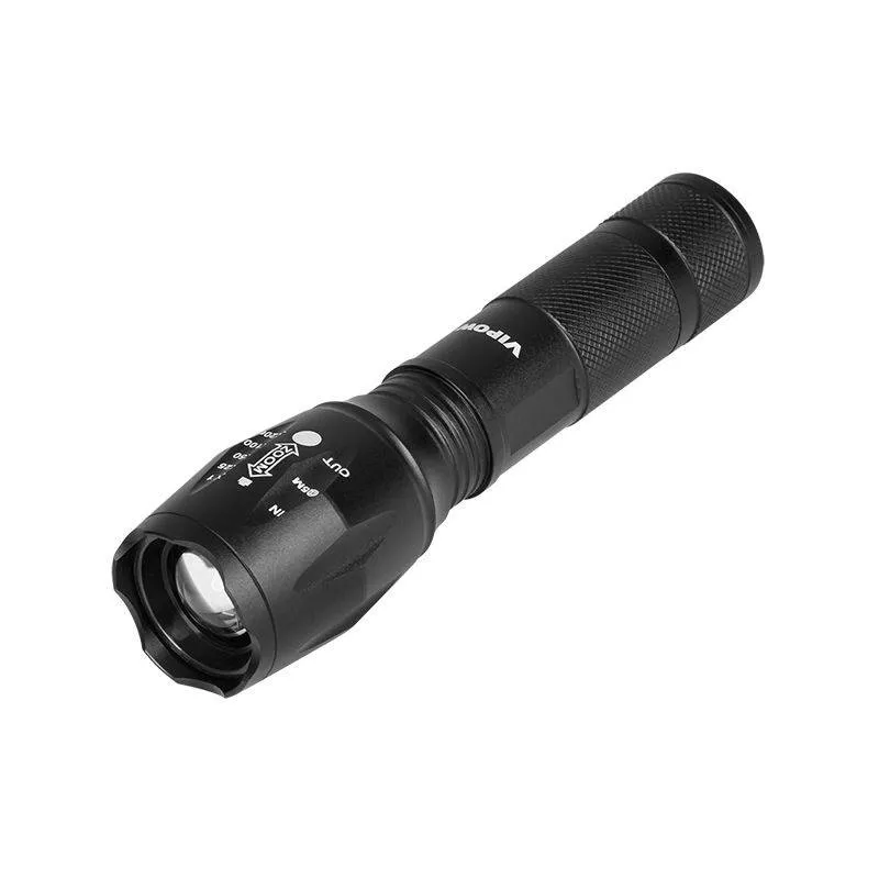 Lanterne-lampi - Lanterna 10W LED cu încărcare USB VIPOW 100m 37.5x138mm aluminiu – IoElectronice.ro