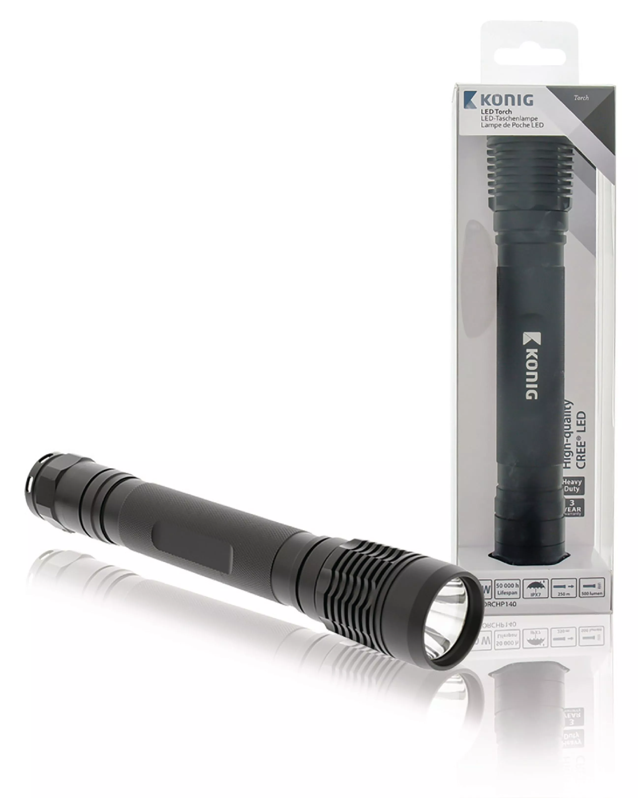 Lanterna LED 10W Neagră Aluminiu R14 KONIG cu conector RCA, 24 luni garanție persoane fizice [5]