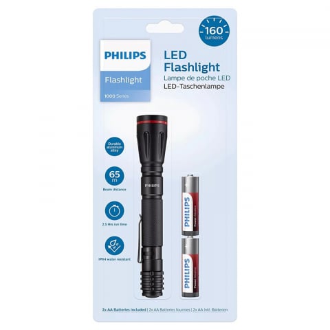 Lanterne-lampi - Lanterna LED 160 Lumen, 2x AA Philips SFL1001P – Luminozitate Puternică, Rază 65m, Ideal pentru Uz General