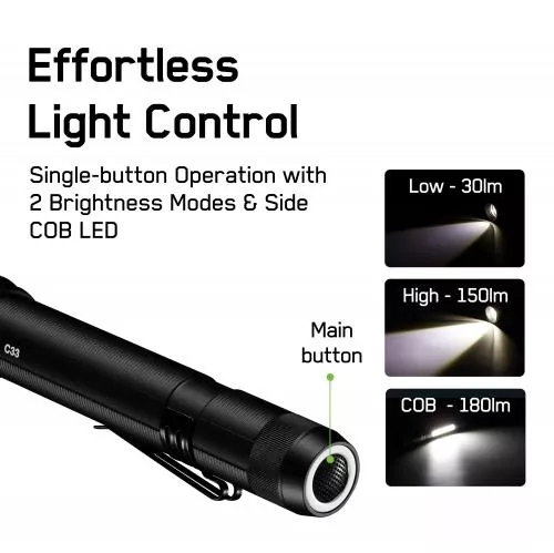 Lanterna LED 150lm GP C33 negru 2x AA, 24 luni garanție, utilizare practică, compactă, ideală pentru camping [4]