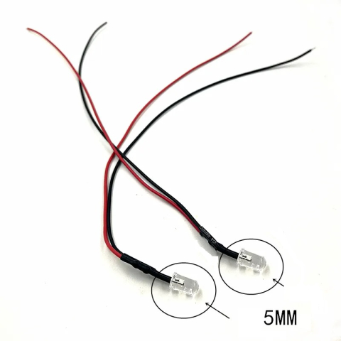 Electrice - LED 12V 5mm alb rece cu fire 20 cm – IoElectronice.ro