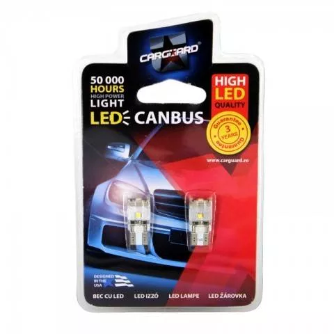 LED de poziție CAN109 12V set 2 buc Carguard tip W2.1x9.5D alb rece 6000K 180 lumen 6W Canbus [1]