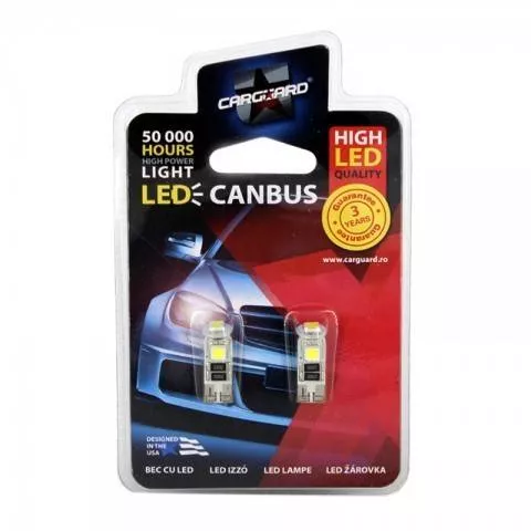 LED de poziție T10 12V 54lm alb rece set 2 buc Carguard Canbus 6000K 3W [1]